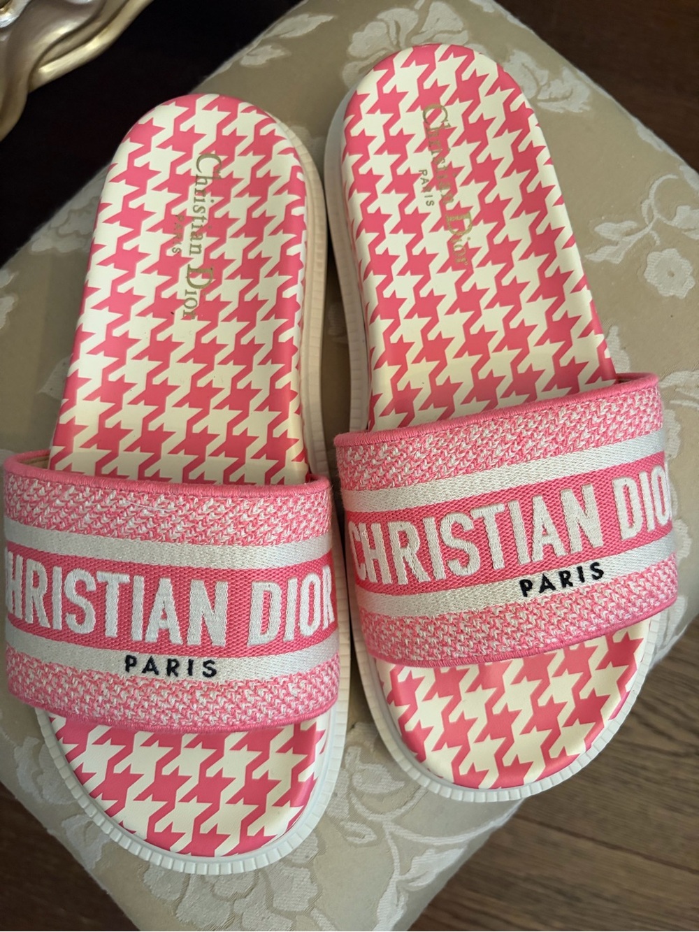 DIOR Pink Slide Sandals